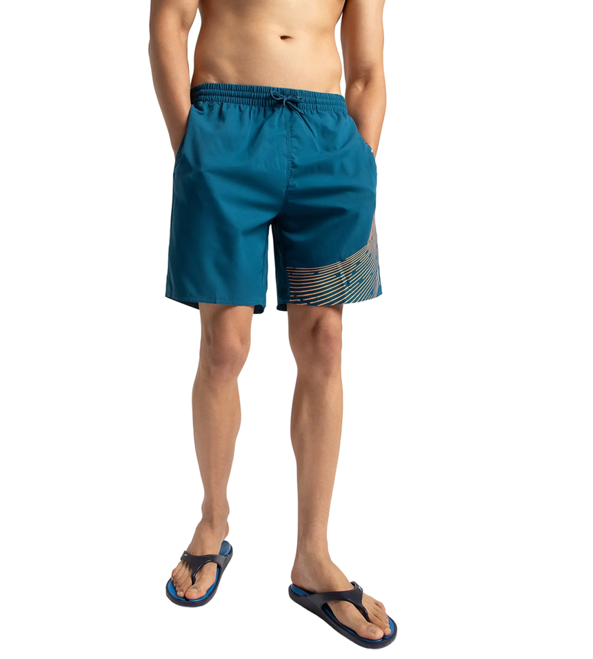 Men's Xpress Lite Essential Medley Logo Printed Watershorts - Dark Teal & Sweet Apricot
