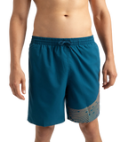 Men's Xpress Lite Essential Medley Logo Printed Watershorts - Dark Teal & Sweet Apricot