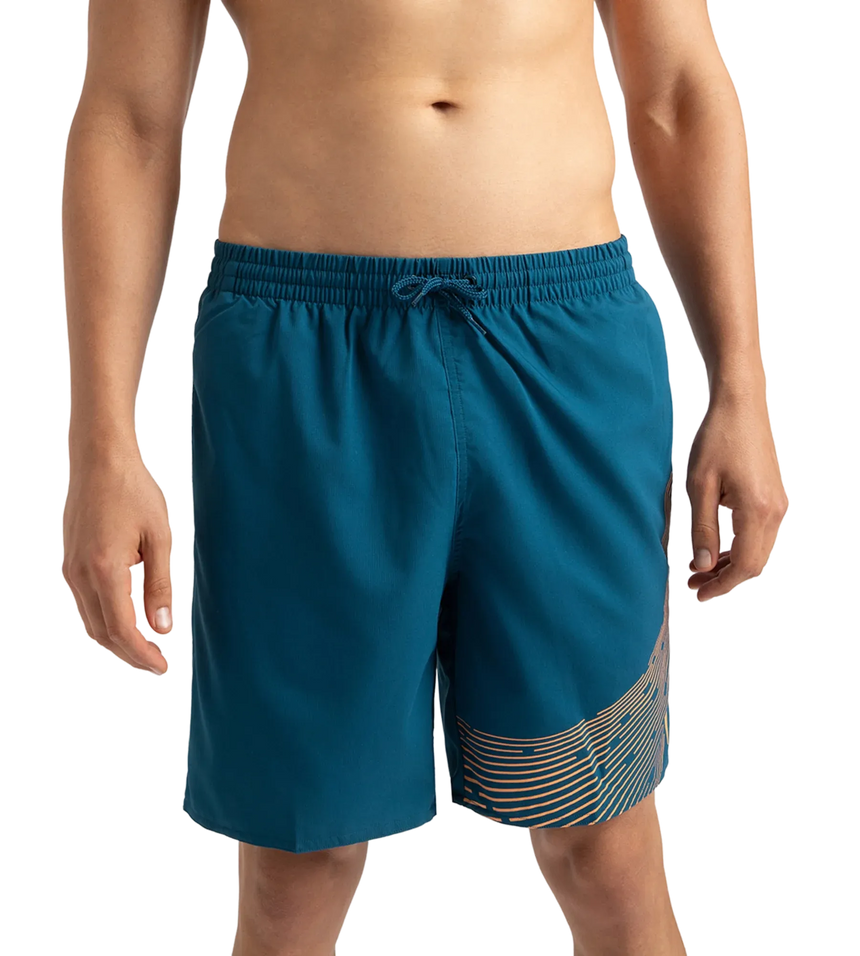 Men's Xpress Lite Essential Medley Logo Printed Watershorts - Dark Teal & Sweet Apricot