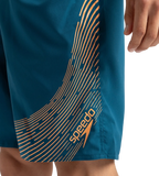 Men's Xpress Lite Essential Medley Logo Printed Watershorts - Dark Teal & Sweet Apricot