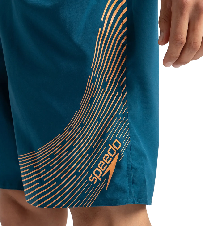 Men's Xpress Lite Essential Medley Logo Printed Watershorts - Dark Teal & Sweet Apricot