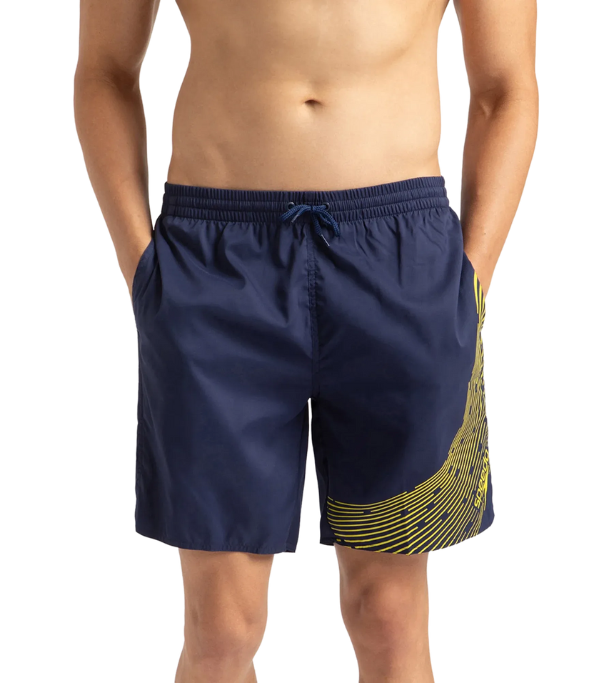 Men's Xpress Lite Essential Medley Logo Printed Watershorts - Navy & Bitter Lime