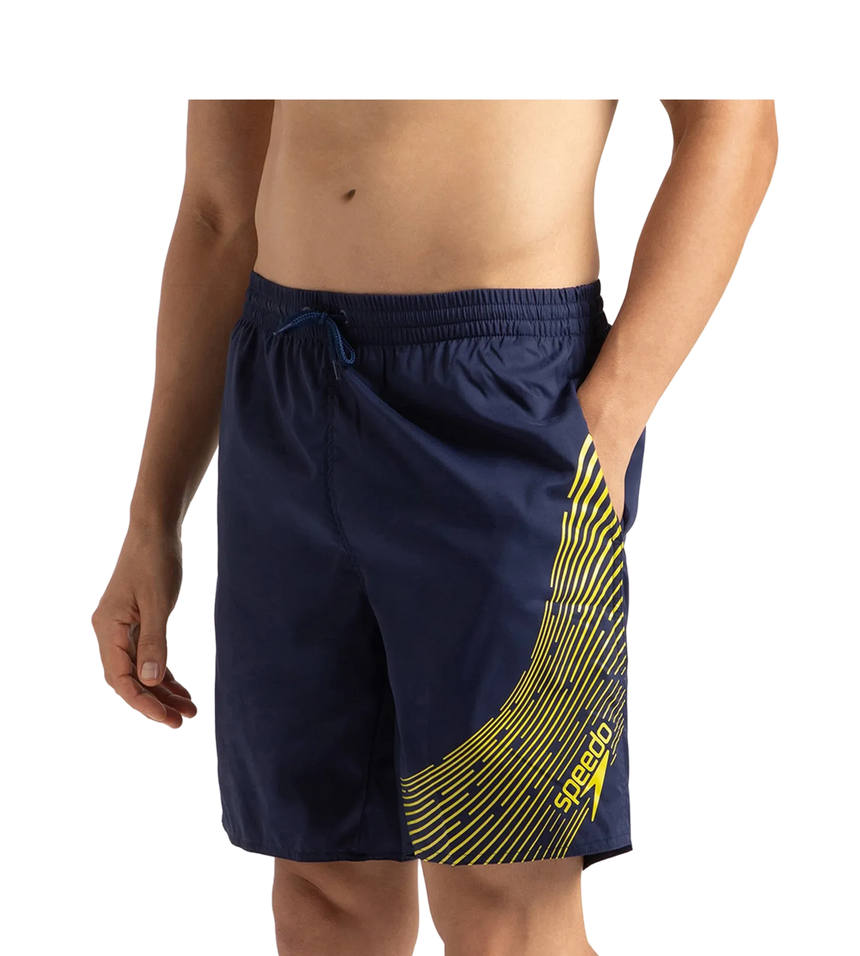 Men's Xpress Lite Essential Medley Logo Printed Watershorts - Navy & Bitter Lime