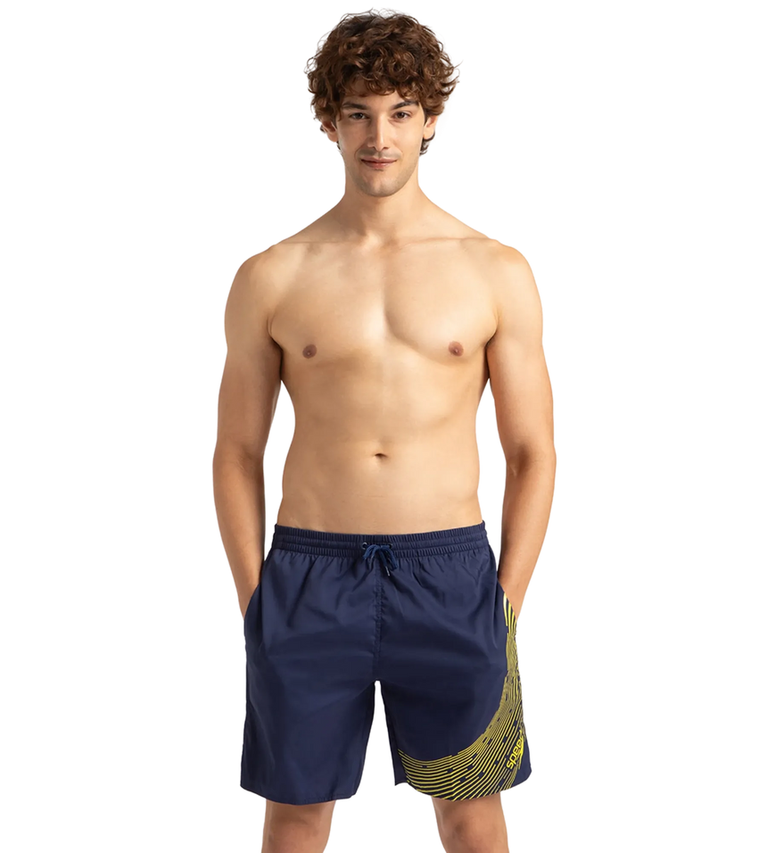 Men's Xpress Lite Essential Medley Logo Printed Watershorts - Navy & Bitter Lime