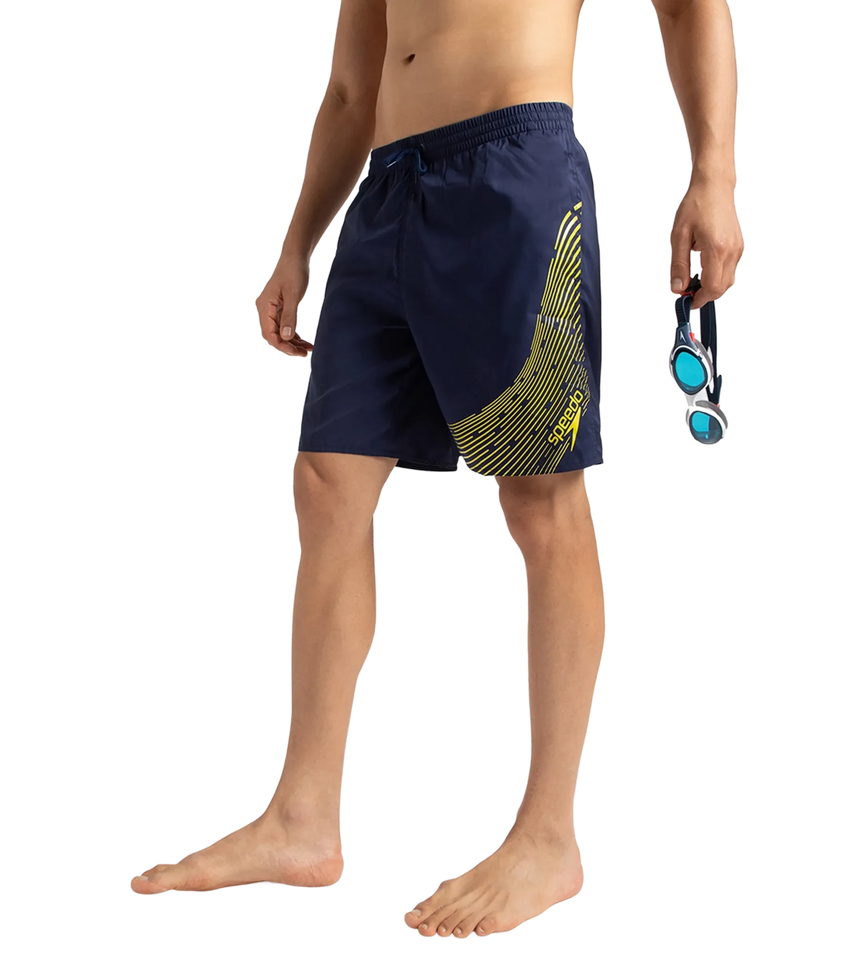 Men's Xpress Lite Essential Medley Logo Printed Watershorts - Navy & Bitter Lime