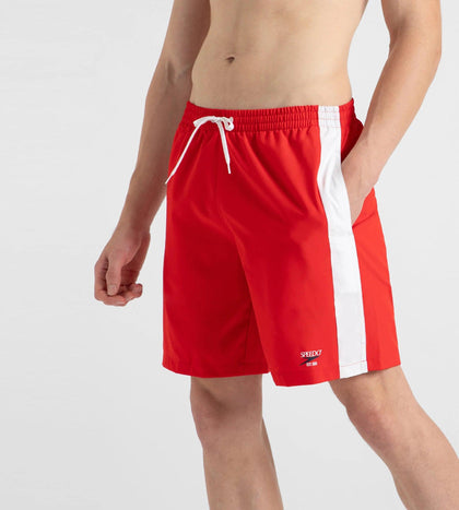 Men's 4 Way Comfort Stretch Steep Volley Watershorts With Side Pockets - High Risk Red & White