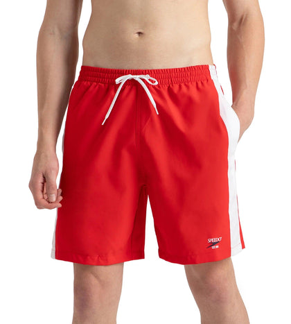 Men's 4 Way Comfort Stretch Steep Volley Watershorts With Side Pockets - High Risk Red & White