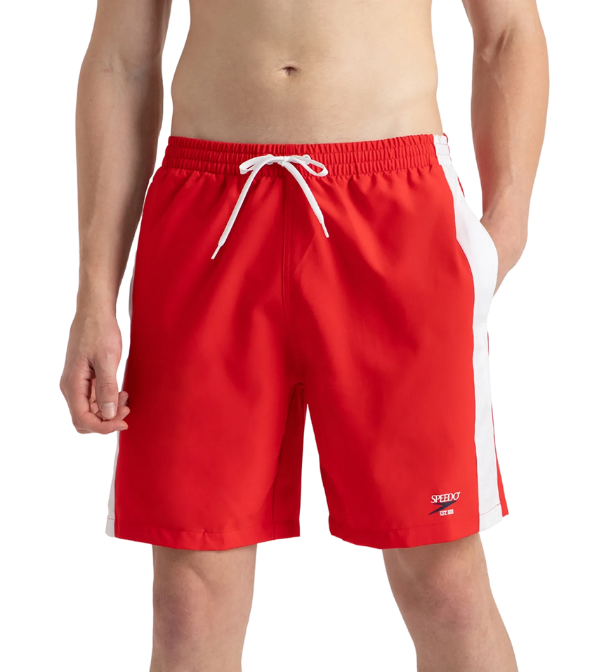 Men's 4 Way Comfort Stretch Steep Volley Watershorts With Side Pockets - High Risk Red & White