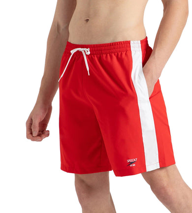 Men's 4 Way Comfort Stretch Steep Volley Watershorts With Side Pockets - High Risk Red & White