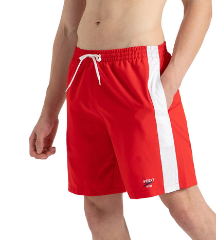 Men's 4 Way Comfort Stretch Steep Volley Watershorts With Side Pockets - High Risk Red & White