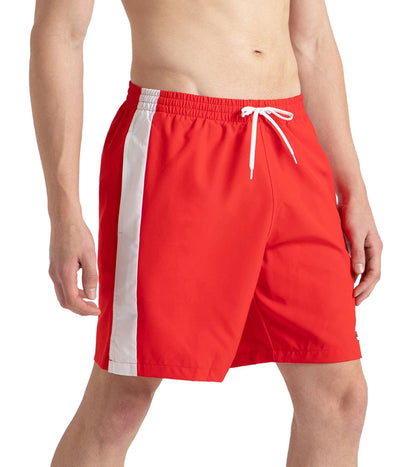 Men's 4 Way Comfort Stretch Steep Volley Watershorts With Side Pockets - High Risk Red & White