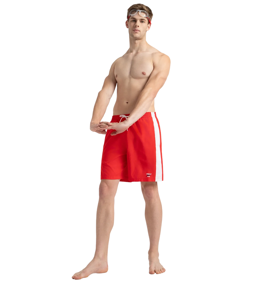 Men's 4 Way Comfort Stretch Steep Volley Watershorts With Side Pockets - High Risk Red & White