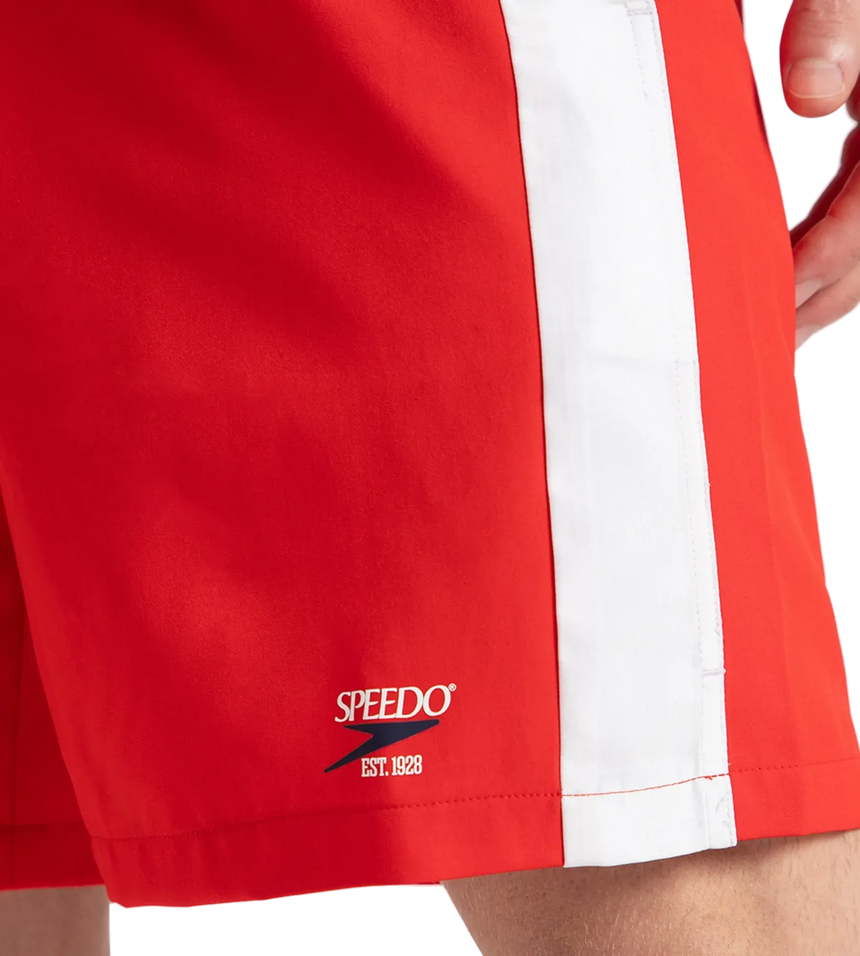 Men's 4 Way Comfort Stretch Steep Volley Watershorts With Side Pockets - High Risk Red & White