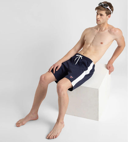 Men's 4 Way Comfort Stretch Steep Volley Watershorts With Side Pockets - Peacoat & White