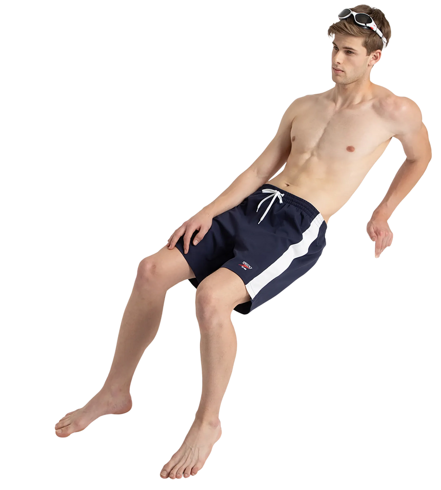 Men's 4 Way Comfort Stretch Steep Volley Watershorts With Side Pockets - Peacoat & White