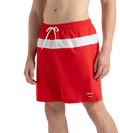 Men's 4 Way Comfort Stretch Volley Watershorts With Side Pockets - High Risk Red & White