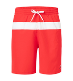 Men's 4 Way Comfort Stretch Volley Watershorts With Side Pockets - High Risk Red & White