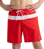 Men's 4 Way Comfort Stretch Volley Watershorts With Side Pockets - High Risk Red & White