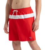 Men's 4 Way Comfort Stretch Volley Watershorts With Side Pockets - High Risk Red & White