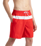 Men's 4 Way Comfort Stretch Volley Watershorts With Side Pockets - High Risk Red & White