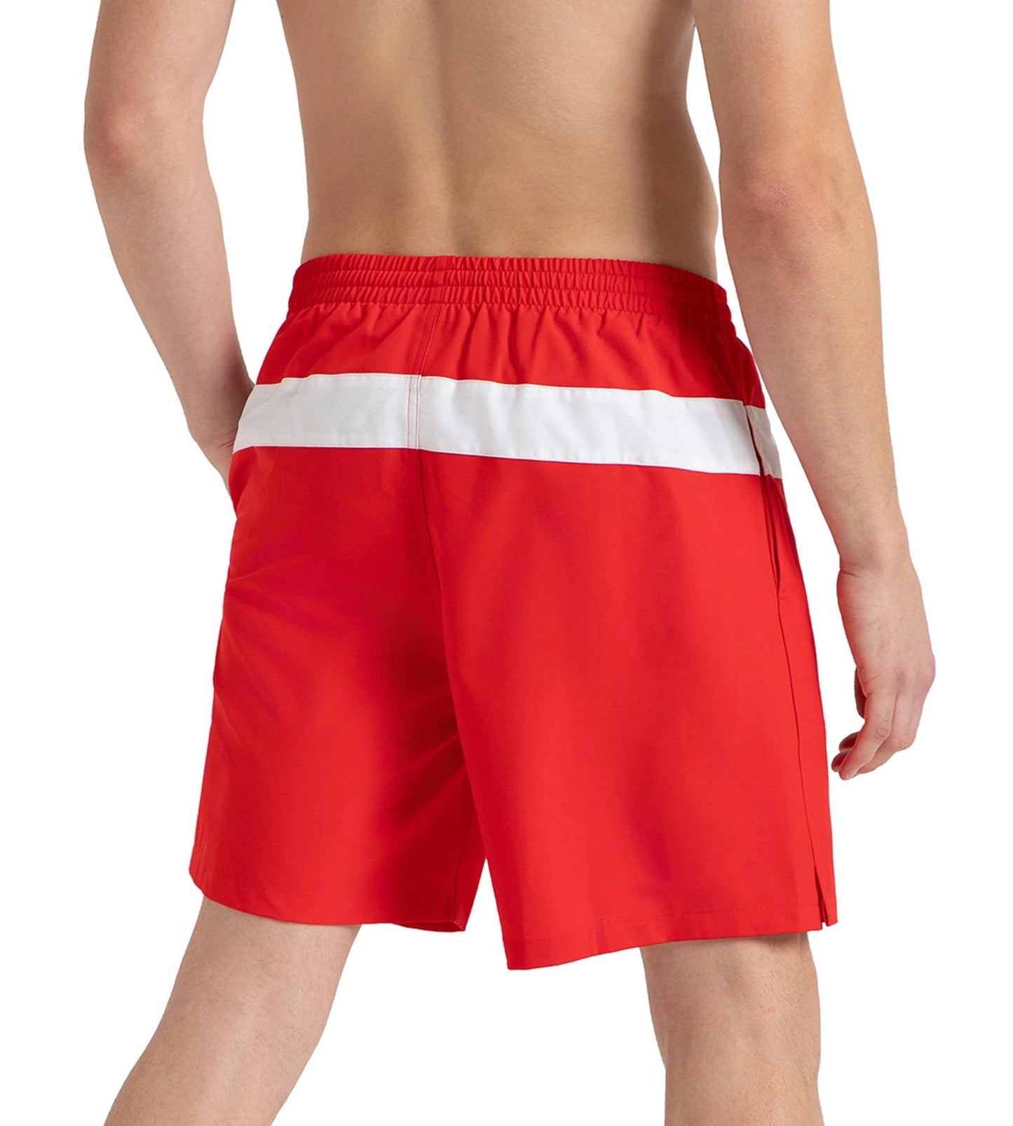 Men's 4 Way Comfort Stretch Volley Watershorts With Side Pockets - High Risk Red & White