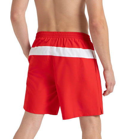 Men's 4 Way Comfort Stretch Volley Watershorts With Side Pockets - High Risk Red & White