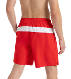 Men's 4 Way Comfort Stretch Volley Watershorts With Side Pockets - High Risk Red & White