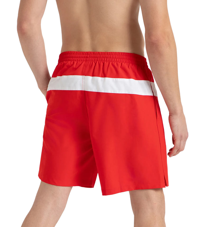 Men's 4 Way Comfort Stretch Volley Watershorts With Side Pockets - High Risk Red & White