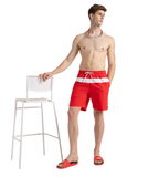 Men's 4 Way Comfort Stretch Volley Watershorts With Side Pockets - High Risk Red & White