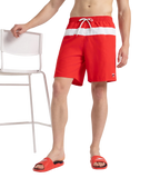 Men's 4 Way Comfort Stretch Volley Watershorts With Side Pockets - High Risk Red & White
