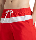 Men's 4 Way Comfort Stretch Volley Watershorts With Side Pockets - High Risk Red & White