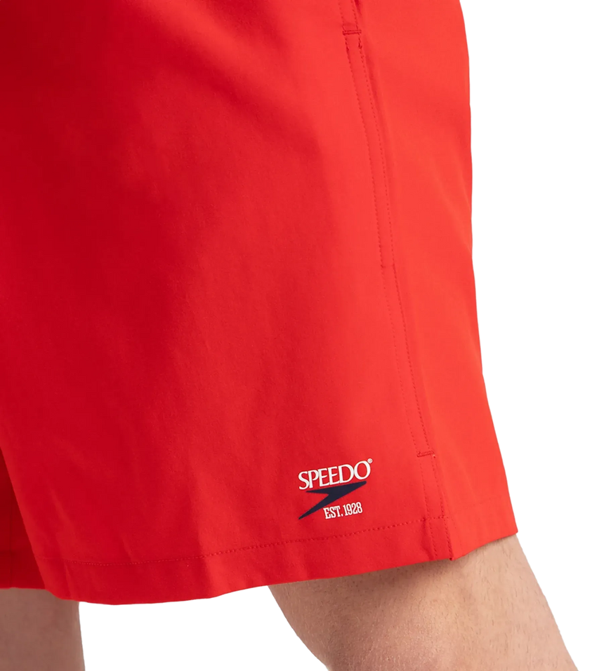 Men's 4 Way Comfort Stretch Volley Watershorts With Side Pockets - High Risk Red & White