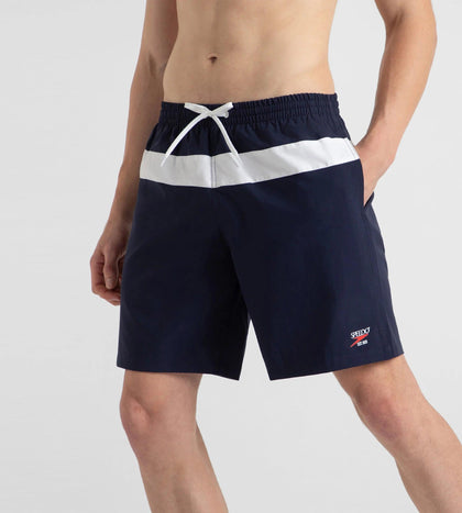 Men's 4 Way Comfort Stretch Volley Watershorts With Side Pockets - Peacoat & White