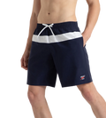 Men's 4 Way Comfort Stretch Volley Watershorts With Side Pockets - Peacoat & White