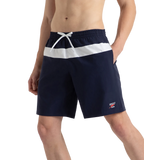 Men's 4 Way Comfort Stretch Volley Watershorts With Side Pockets - Peacoat & White