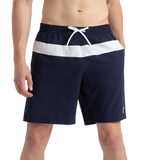 Men's 4 Way Comfort Stretch Volley Watershorts With Side Pockets - Peacoat & White