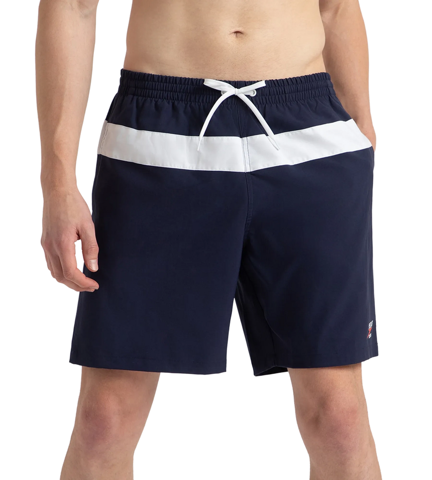Men's 4 Way Comfort Stretch Volley Watershorts With Side Pockets - Peacoat & White