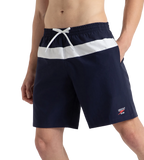 Men's 4 Way Comfort Stretch Volley Watershorts With Side Pockets - Peacoat & White