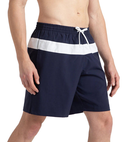 Men's 4 Way Comfort Stretch Volley Watershorts With Side Pockets - Peacoat & White