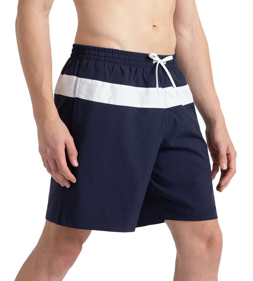 Men's 4 Way Comfort Stretch Volley Watershorts With Side Pockets - Peacoat & White