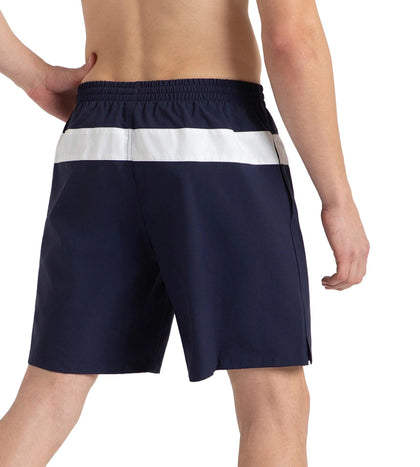 Men's 4 Way Comfort Stretch Volley Watershorts With Side Pockets - Peacoat & White