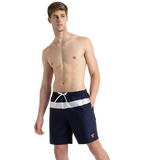Men's 4 Way Comfort Stretch Volley Watershorts With Side Pockets - Peacoat & White