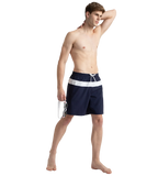 Men's 4 Way Comfort Stretch Volley Watershorts With Side Pockets - Peacoat & White