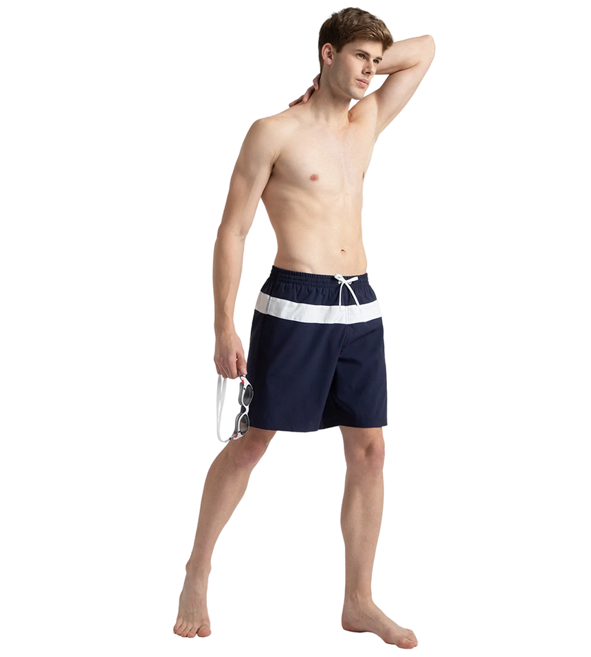 Men's 4 Way Comfort Stretch Volley Watershorts With Side Pockets - Peacoat & White