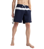 Men's 4 Way Comfort Stretch Volley Watershorts With Side Pockets - Peacoat & White