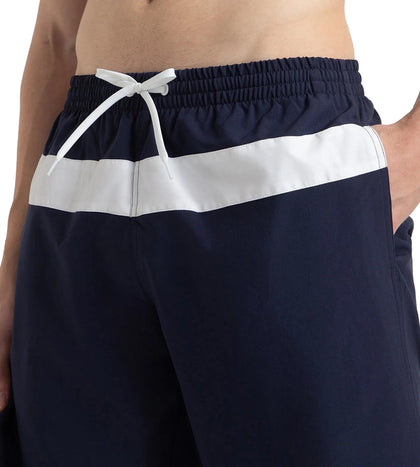 Men's 4 Way Comfort Stretch Volley Watershorts With Side Pockets - Peacoat & White
