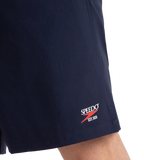 Men's 4 Way Comfort Stretch Volley Watershorts With Side Pockets - Peacoat & White