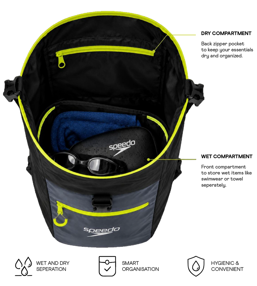 Speedo Water Resistant 45 Litre Lightweight Rucksack - Black