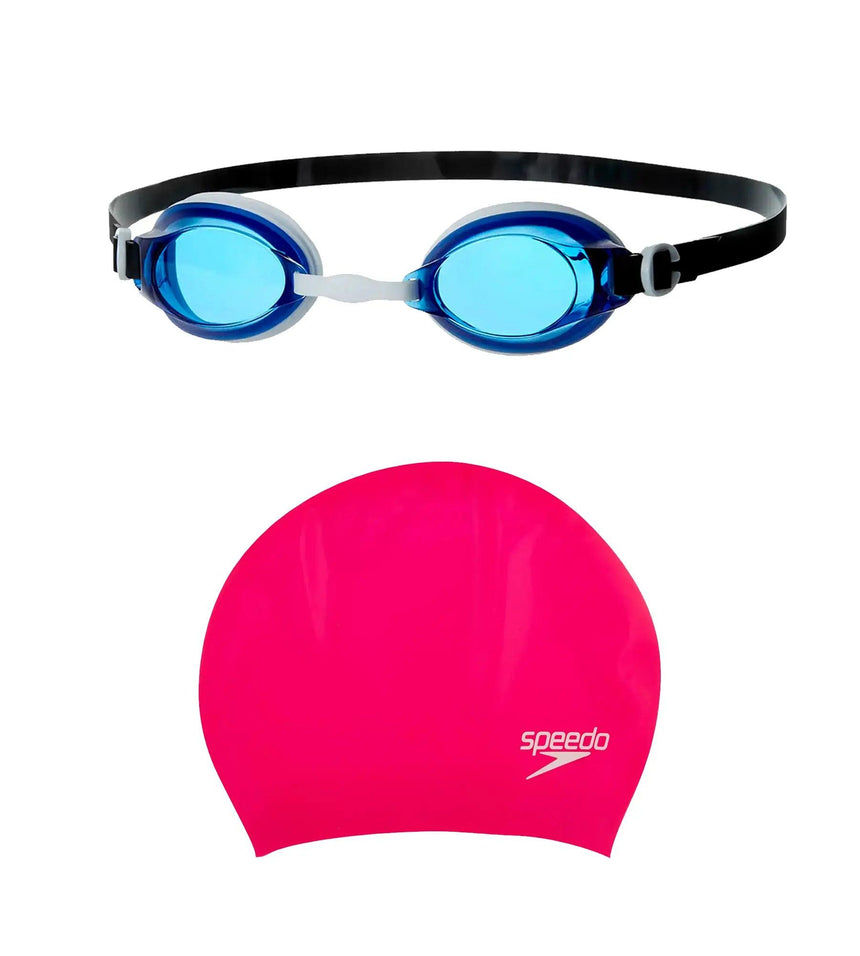 Combo of Goggles & Cap For Women - Blue & Pink