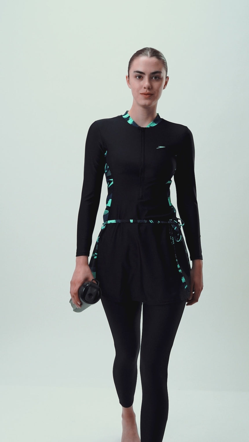 Women's Endurance10 Two Piece Closedback Full Body Suit - Black, Dark Teal & Arctic Glass